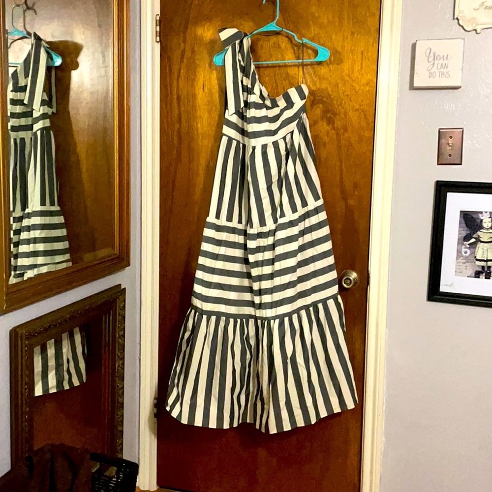 WhoWhatWear striped one shoulder dress NWT